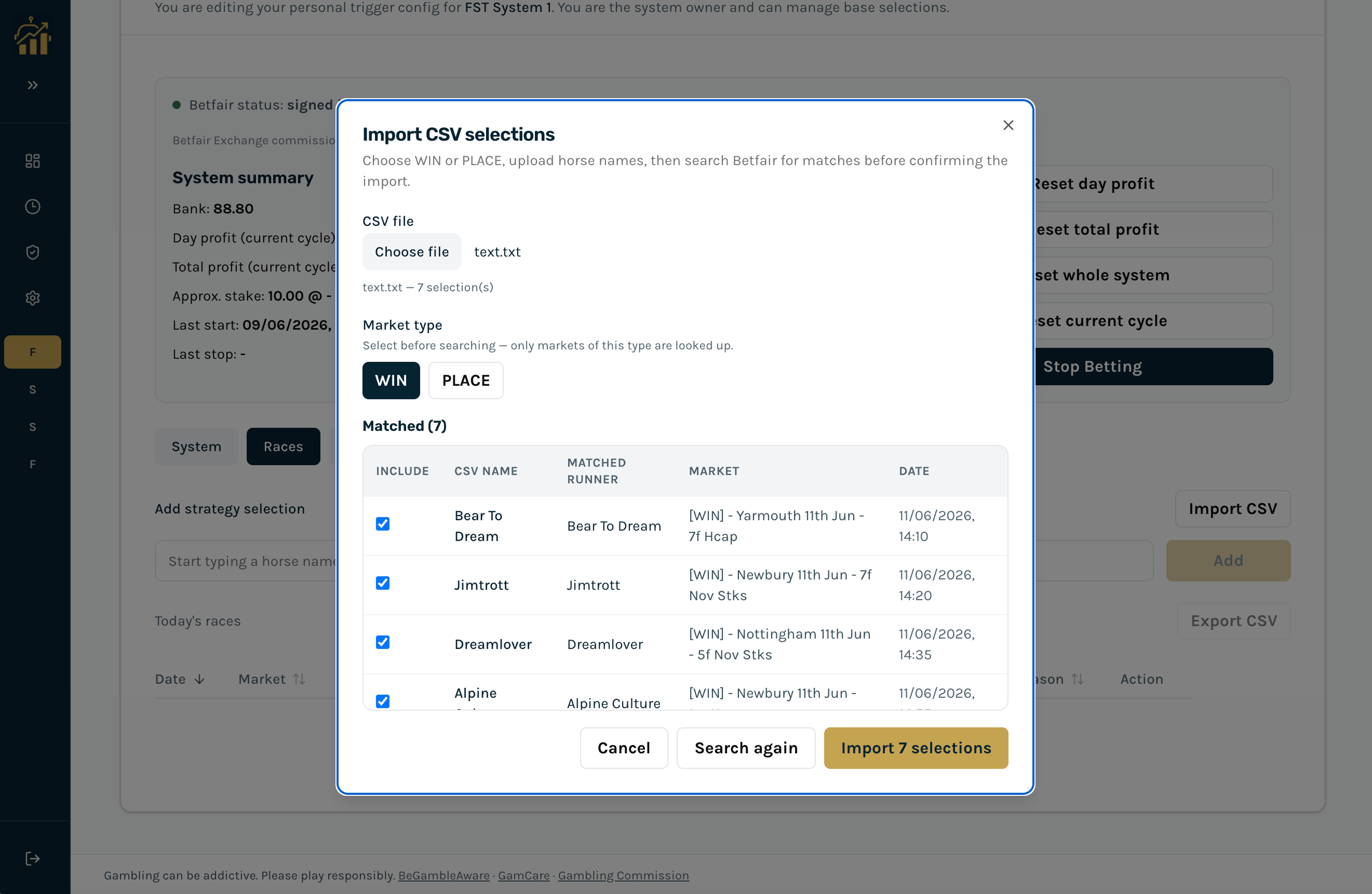 CSV import dialog : file upload and column mapping preview